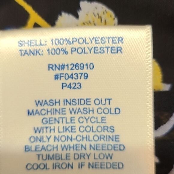 Bedford Fair Sheer Coverup Jacket, Navy w/Colorful Flowers & Ruffles, Size 2X - Picture 7 of 7